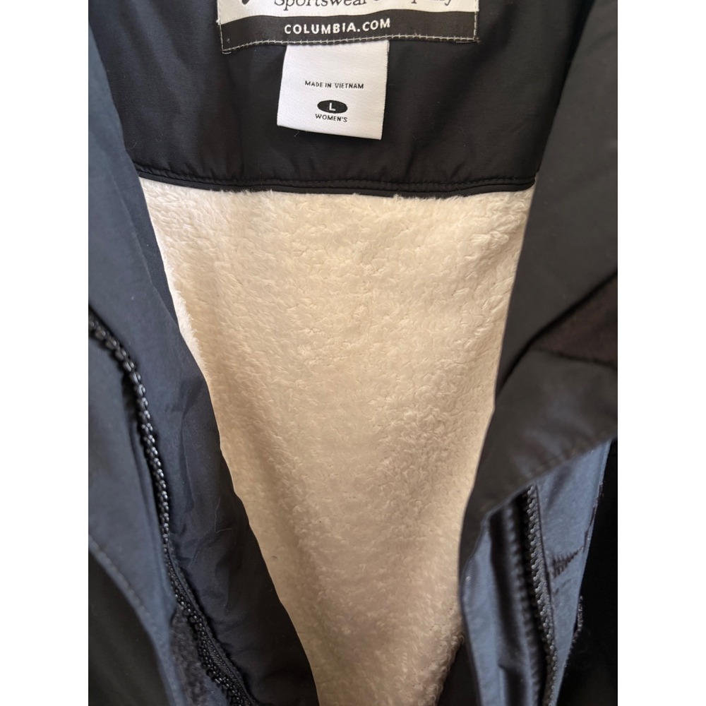 Columbia Sportswear Womens Black Sherpa Lined Winter Jacket White Accents Large - Picture 6 of 7